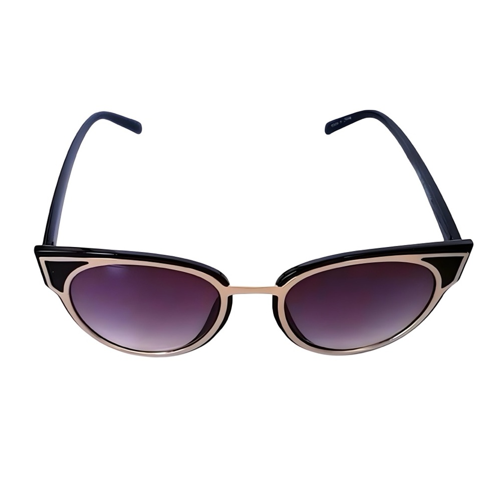 Fantas Eyes Black & Metallic Gold Contemporary Fashion Sunglasses